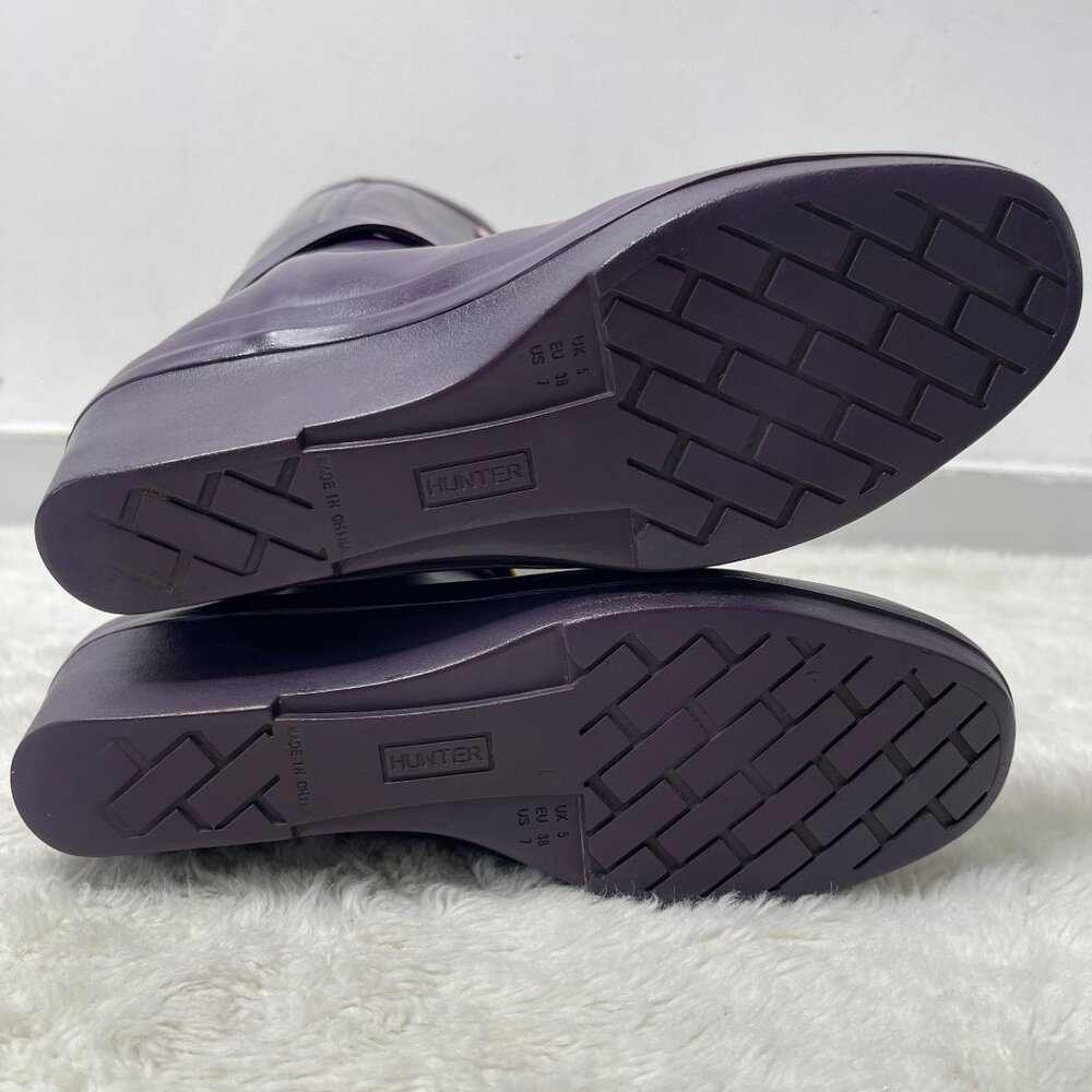 Hunter Women's Purple Andora Mid Calf Pull On Rain Boots Shoes Size 7 - Picture 3 of 16